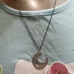 Silver moon necklace